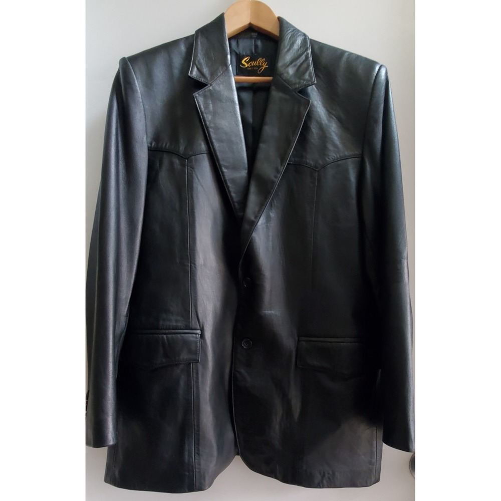 Scully Leather Black 42 Jacket Blazer Pockets Tailored Style Western Style - Picture 3 of 16